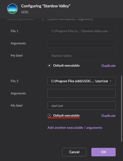 Gog galaxy select default executable.png